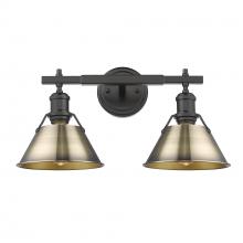  3306-BA2 BLK-AB - Orwell BLK 2 Light Bath Vanity in Matte Black with Aged Brass shades